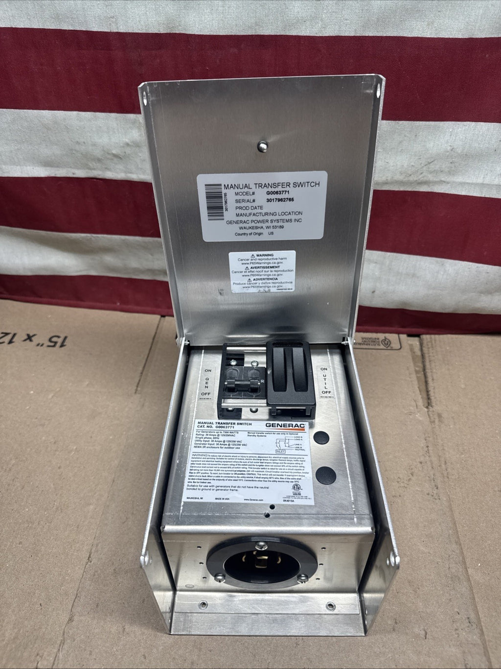 Generac Model#: G0063771 30-Amp 1-2 Circuit Manual Transfer SwitchBase