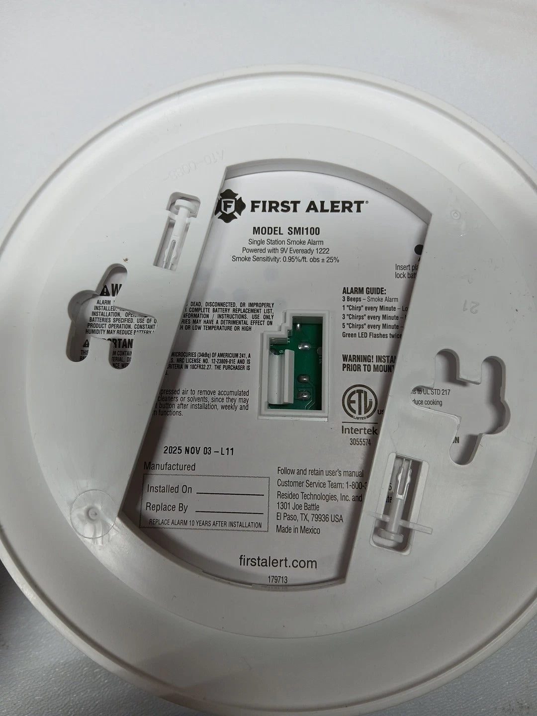 2PK First Alert SMI100-AC Smoke Detector & Alarm, AC Powered Battery Backup