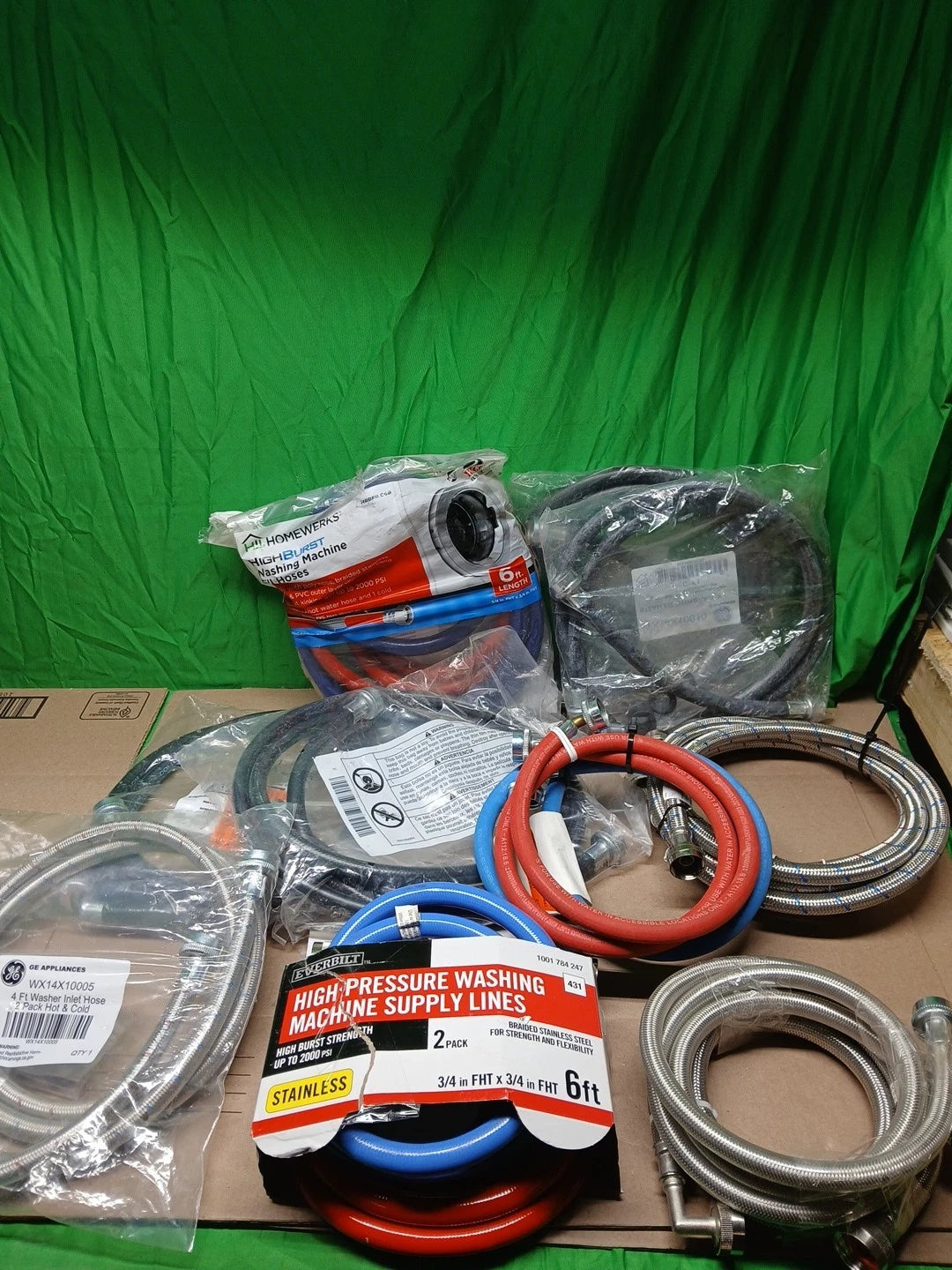 9pck Assortment Of Washer Hose Pairs