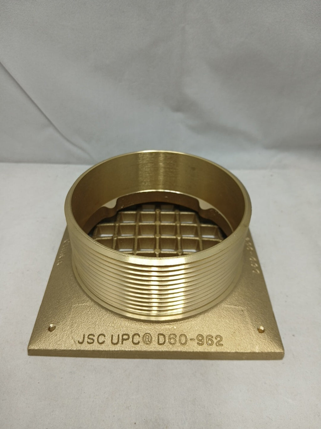 5" Square Brass Strainer w/ 3-1/2" Metal Spud. Jones Stephens