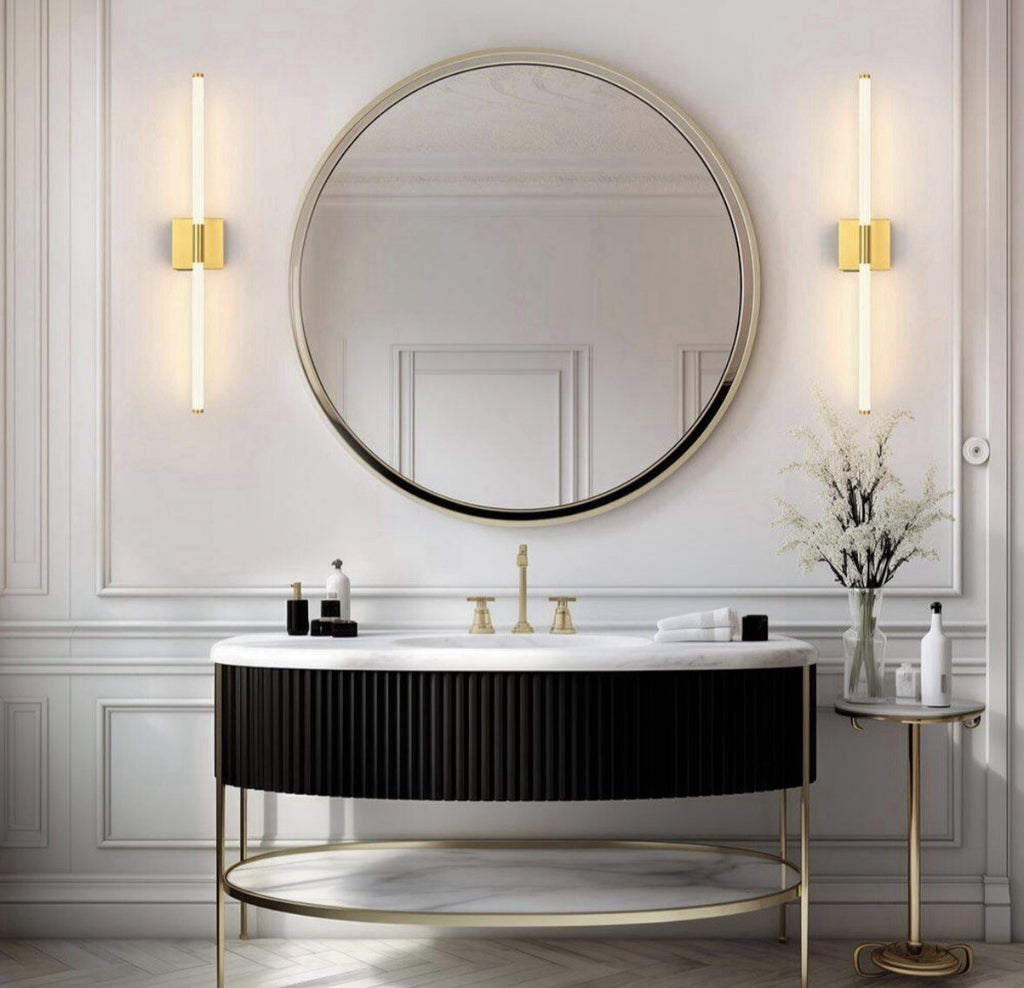 24 in. Brushed Gold Battery Operated Wall Sconce (Set of 2)360° Rotatable(Read⬇️