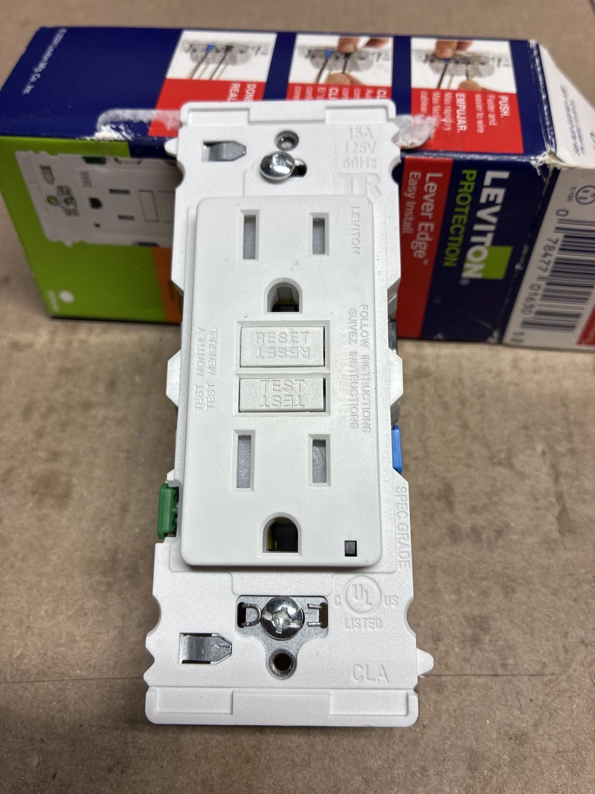 Lever Edge 15 Amp 125 Volt Self-Test Tamper/Weather Resistant GFCI Duplex Outlet