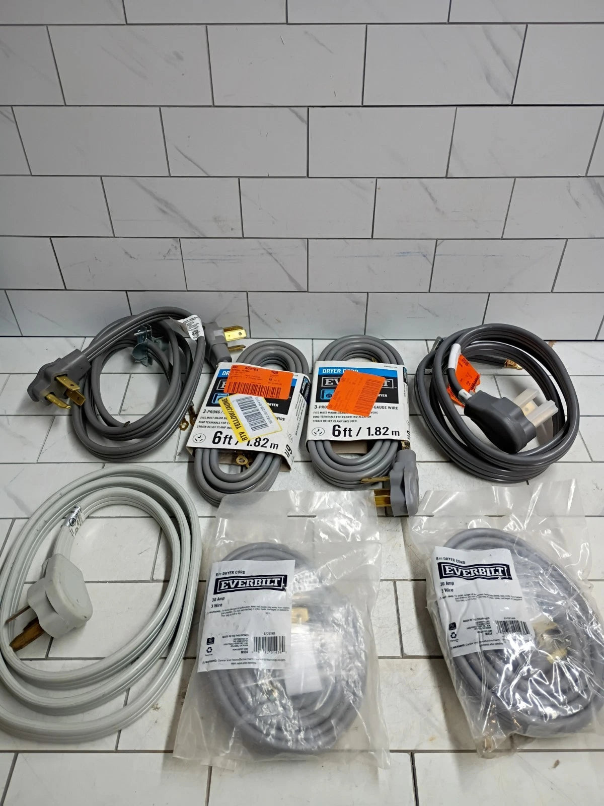 7pk Everbilt 6 Ft. 3-Prong 30 Amp Dryer Cord # 61251HD Open Box