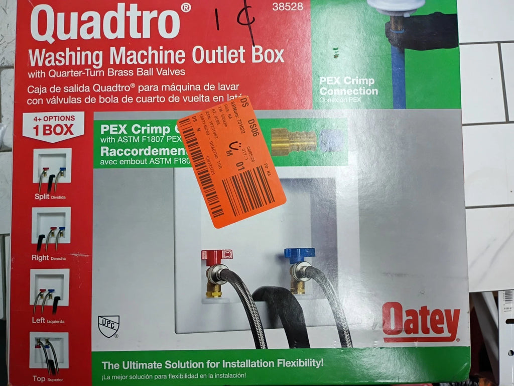 (2 Pack) Oatey Quadtro 38528 Washing Machine Outlet Box With PEX Crimp Valves OB