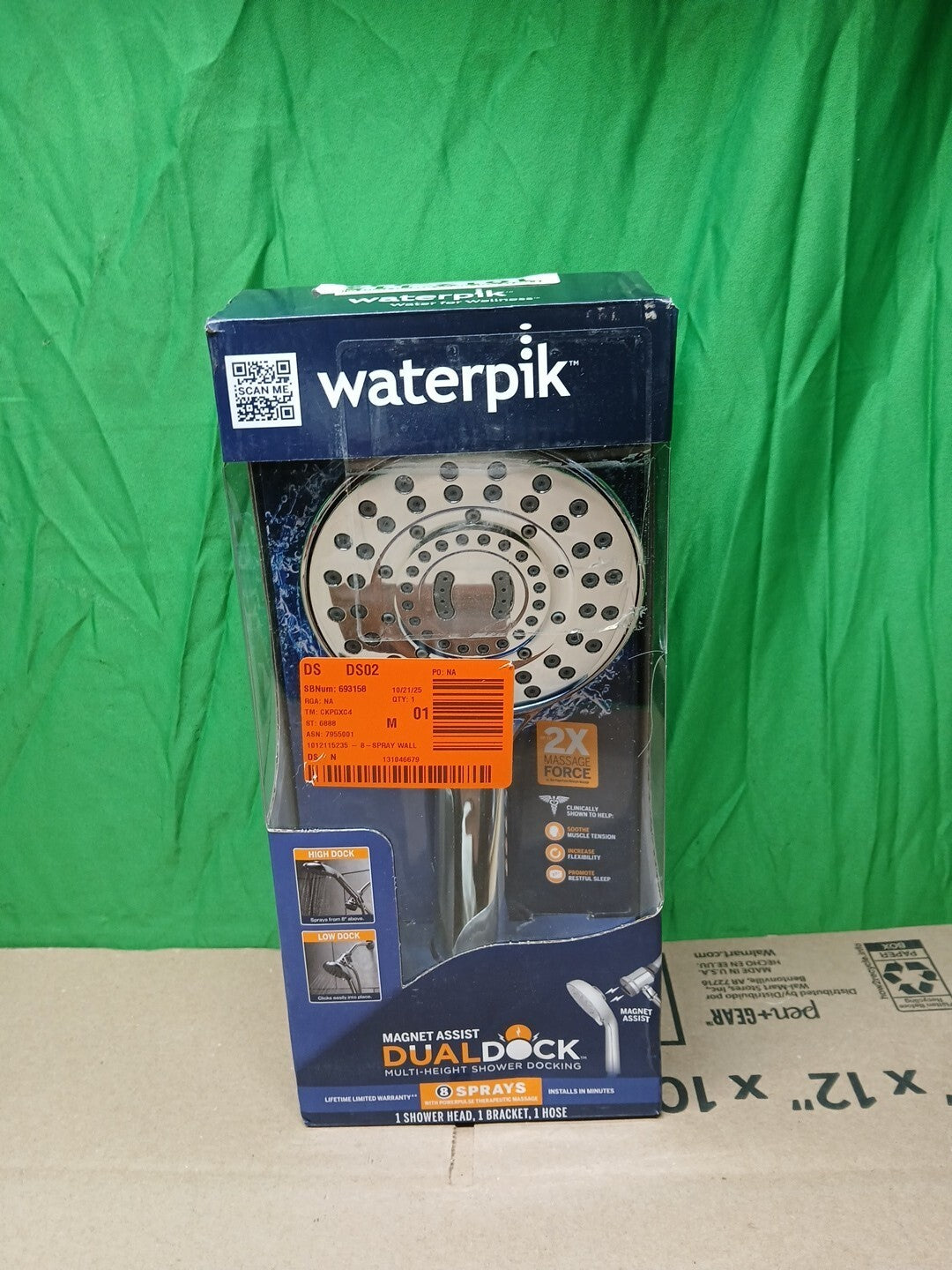 Waterpik 8-Spray Wall Mount Magnet Multi Height Handheld Shower Head 1.8 GPM