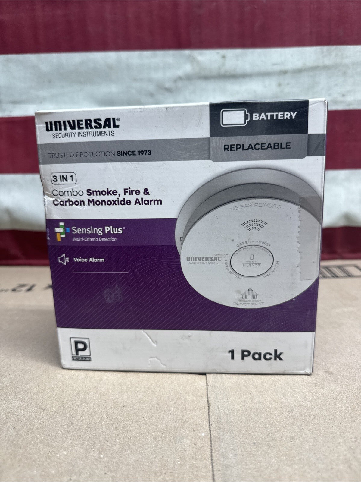 USI 3-Year Replaceable Battery Smoke & Carbon Monoxide Detector Voice Alarm LED