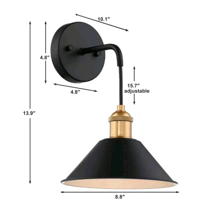 Uixe 8.8" Vintage Black Wireless Wall Lamp w/ Battery Operated Sconce Open Box