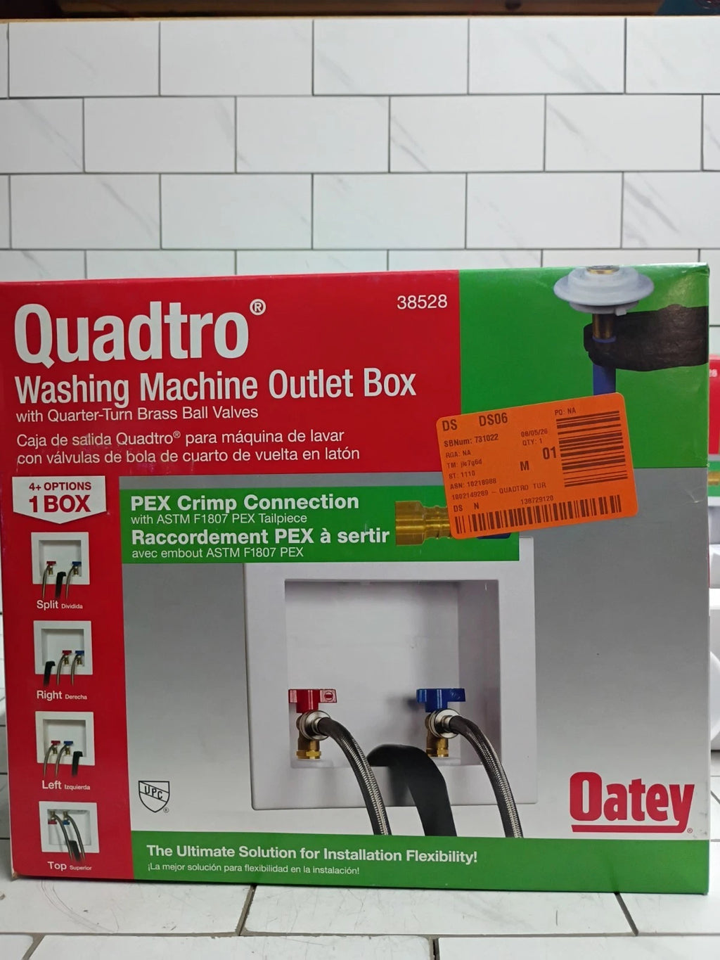 (2 Pack) Oatey Quadtro 38528 Washing Machine Outlet Box With PEX Crimp Valves OB