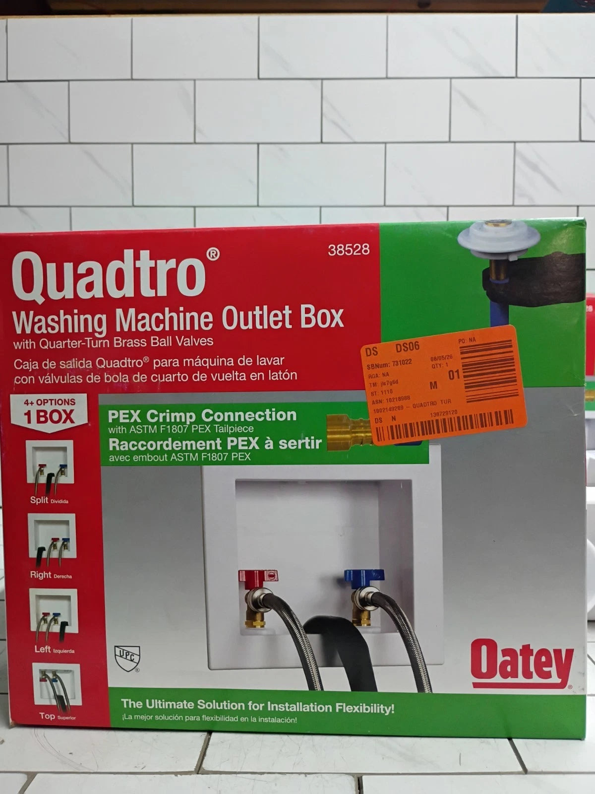 (2 Pack) Oatey Quadtro 38528 Washing Machine Outlet Box With PEX Crimp Valves OB