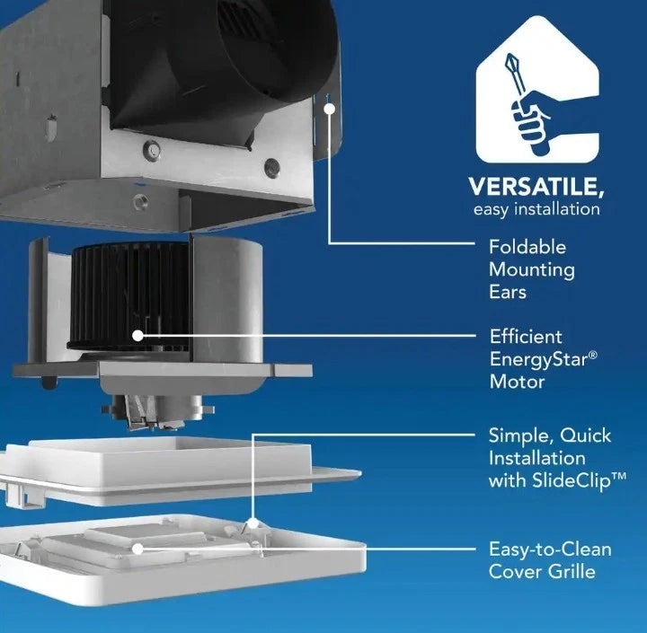 Broan-NuTone BENL5 Roomside Series, White, 50 CFM , Bathroom Exhaust Fan New OB