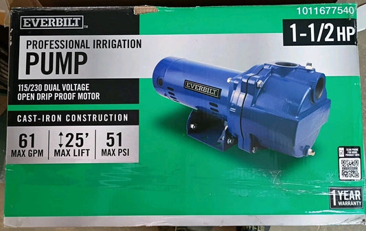 Everbilt 1-1/2 HP Cast Iron Lawn Irrigation Pump 115 /230 Dual Voltage FOR PARTS