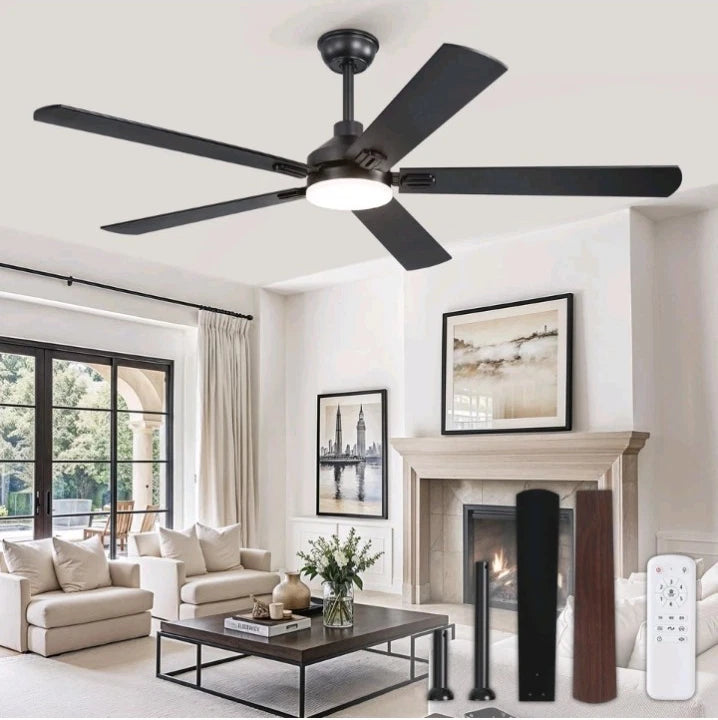 ZMISHIBO 60 Ceiling Fans with Lights Black Modern Ceiling Fan with Remote