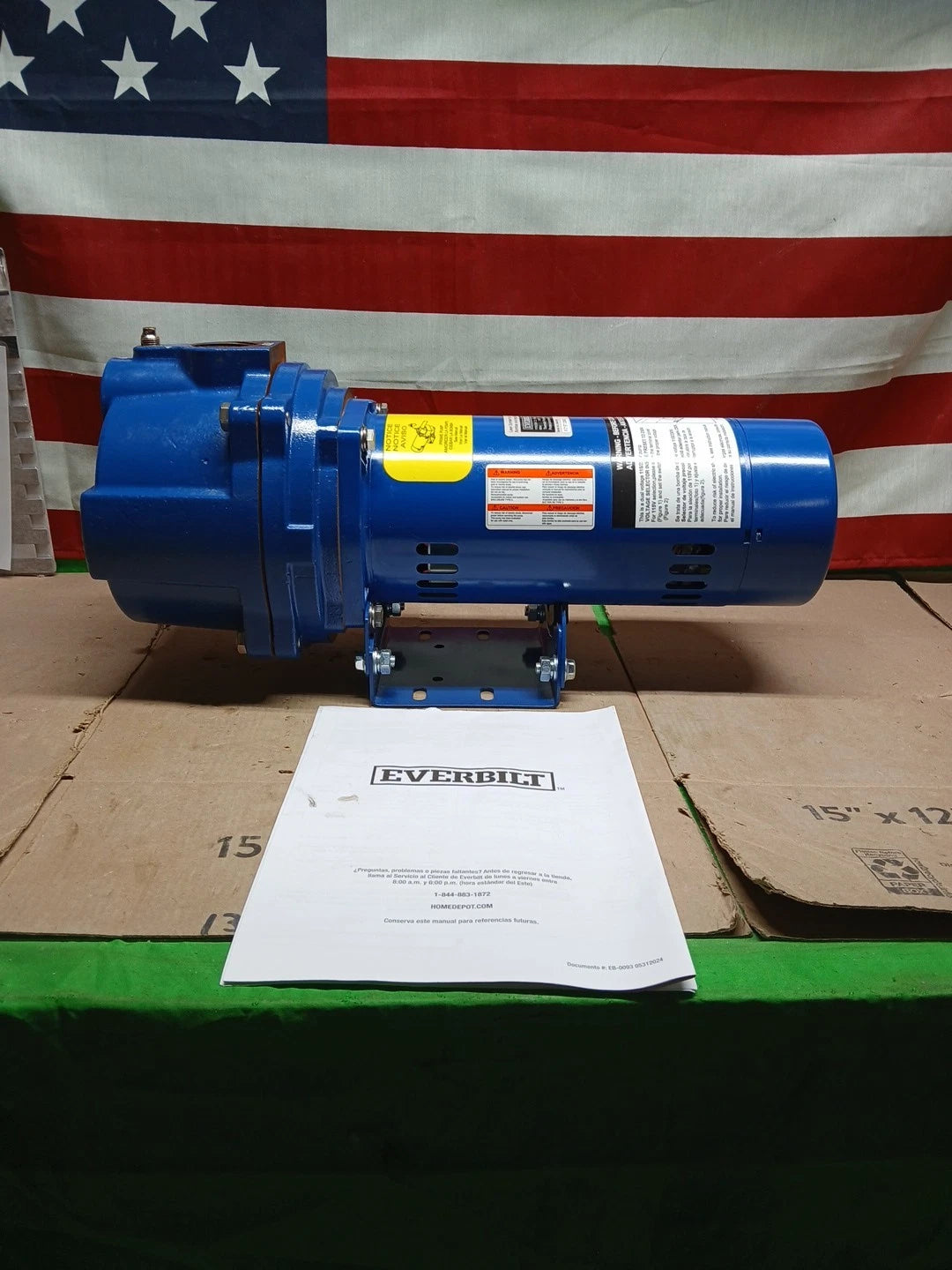 Everbilt 1-1/2 HP Cast Iron Lawn Irrigation Pump 115/230 Dual Voltage FOR PARTS.