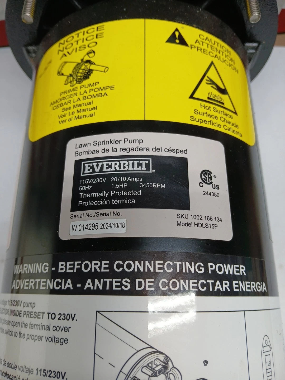 Everbilt HDLS15P - 1.5HP Lawn Irrigation Pump Plastic **PARTS ONLY**