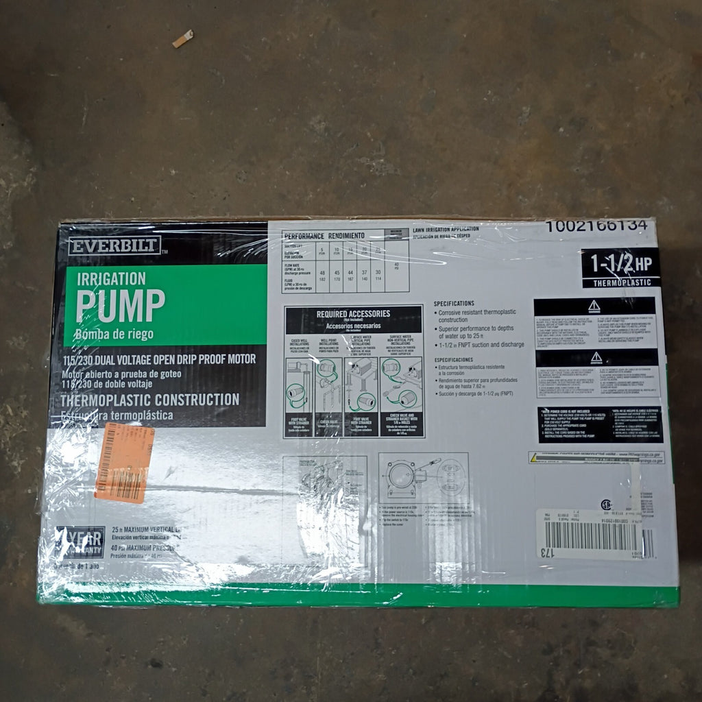 Everbilt HDLS15P 1-1/2 HP 115/230 Volts Plastic Lawn Irrigation Pump PARTS ONLY