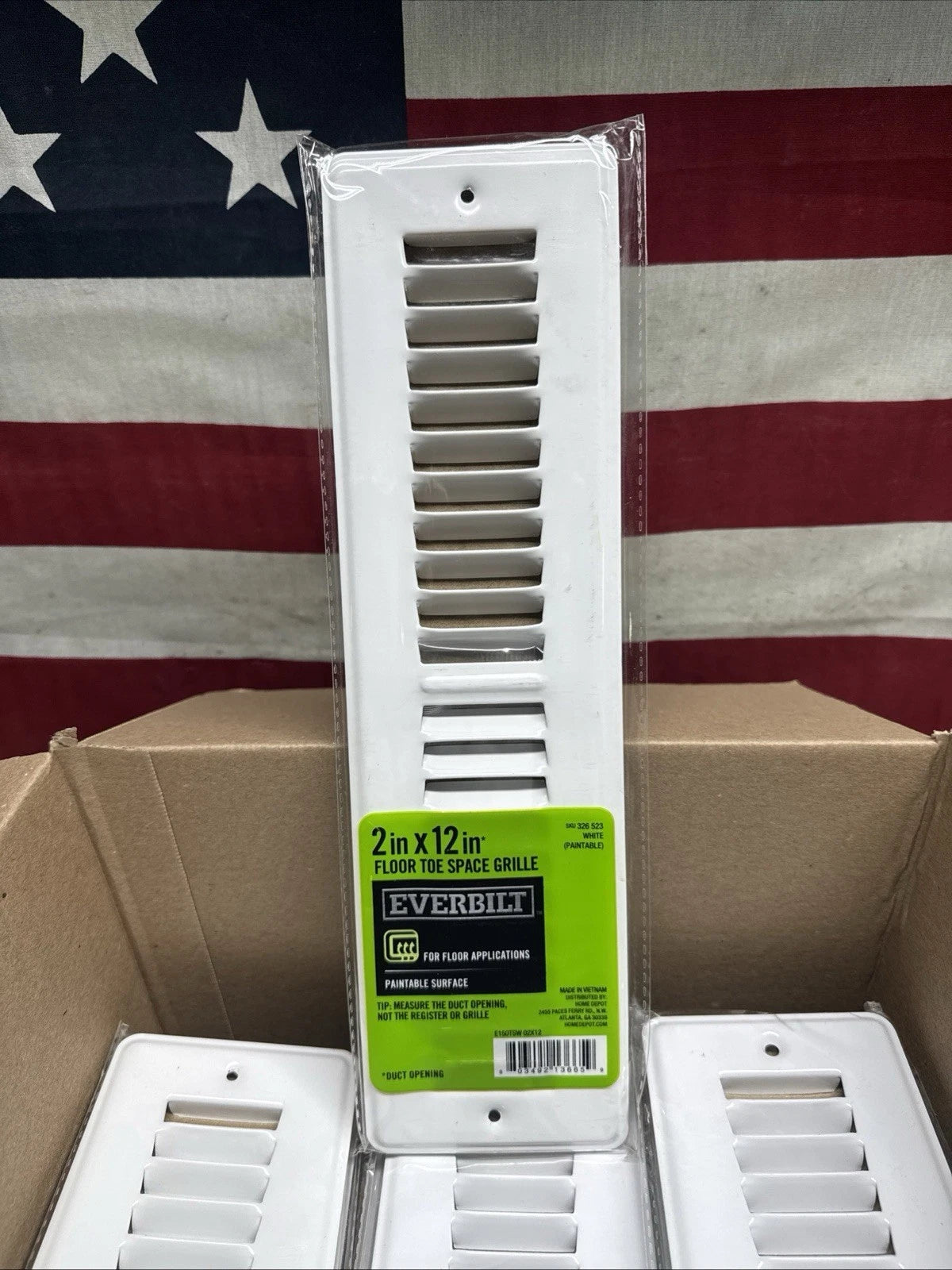 Lot Of 32 Everbilt floor Toe Space Grille 2 x 12 in white 326 523 Painable