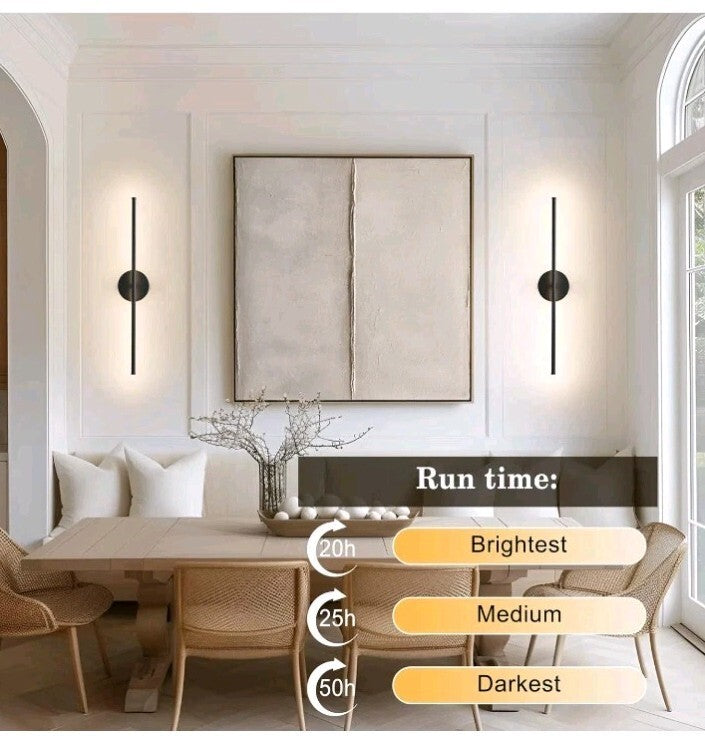 2-PACK Battery Operated Wall Sconces with Remote 3 Color Temps 350° Rotate OB