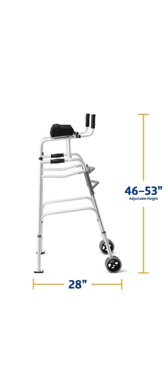 NEW Medline Upright Forearm Armrest Stability Walker 5” Dual Wheels Height. OB