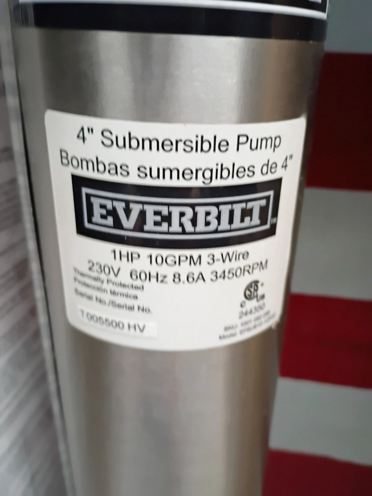 Everbilt EFSUB10-123HD 1 HP Submersible 3Wire 10GPM Deep Well Potable Water Pump
