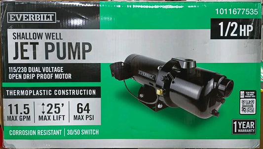 Everbilt HDSWH5P 1/2 HP Plastic Shallow Well Jet Pump FOR PARTS