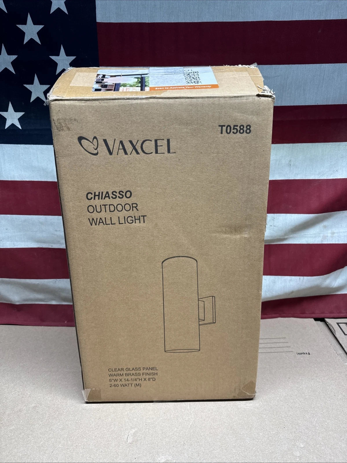 Vaxcel Chiasso 1 Light 14.25" Outdoor Wall Light, Warm Brass/Clear Cover - T0588