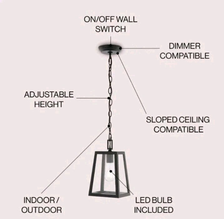 JONATHAN Y Glendale 6.75 in. Black Outdoor Industrial Farmhouse Pendant Light OB