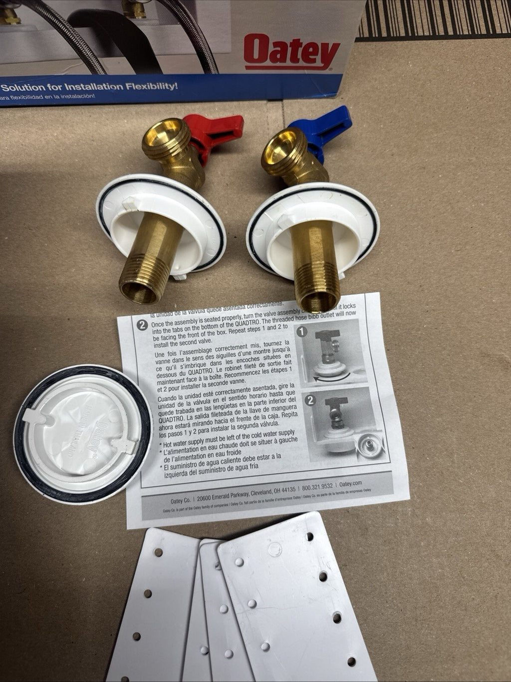 Oatey 38529 Washing Machine Center Drain Outlet Box With Valves NOB,