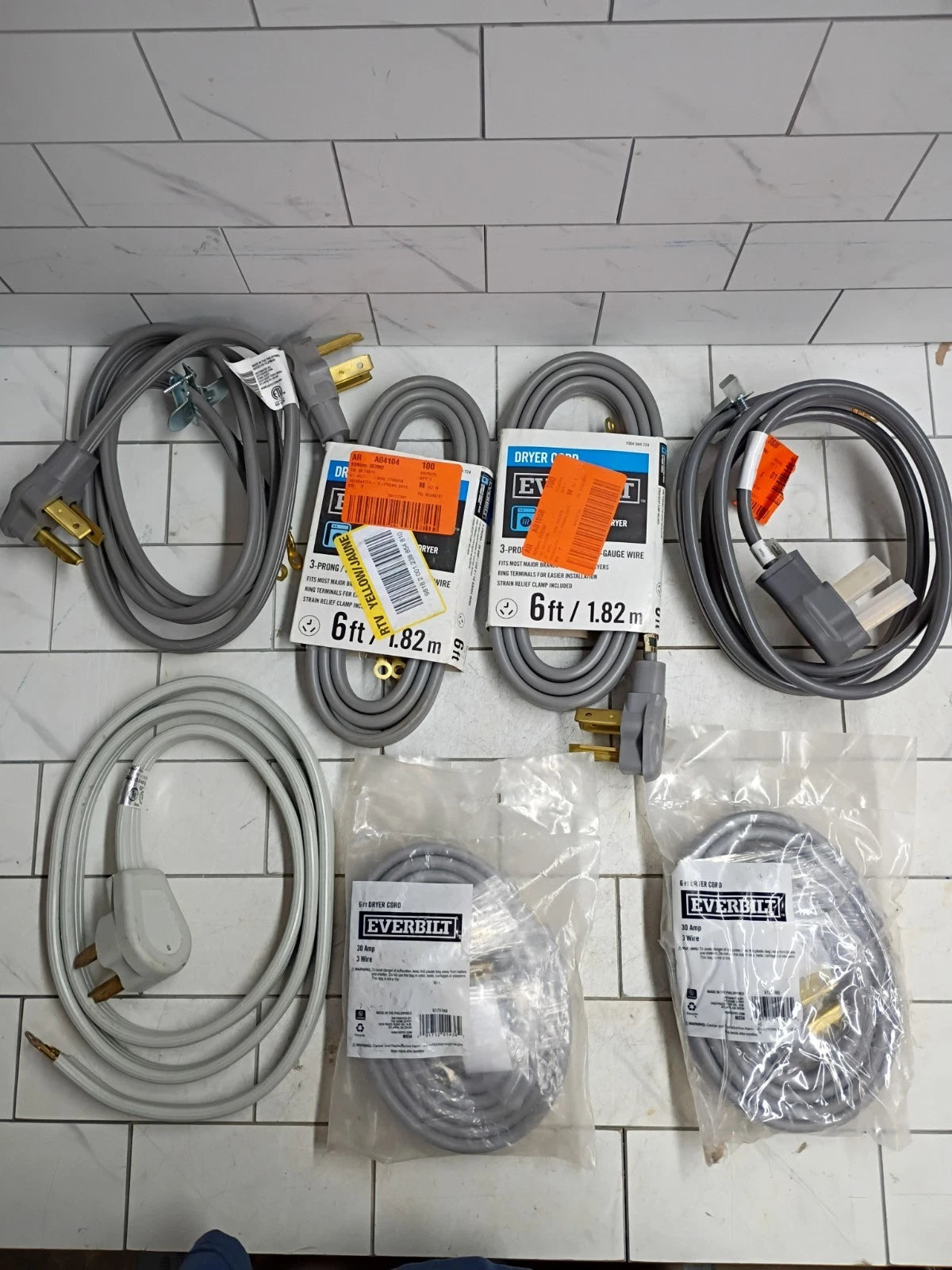 7pk Everbilt 6 Ft. 3-Prong 30 Amp Dryer Cord # 61251HD Open Box
