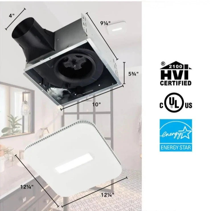 Broan NuTone Flex AE80K CFM Ceiling Bathroom Exhaust Fan CleanCover Grille White