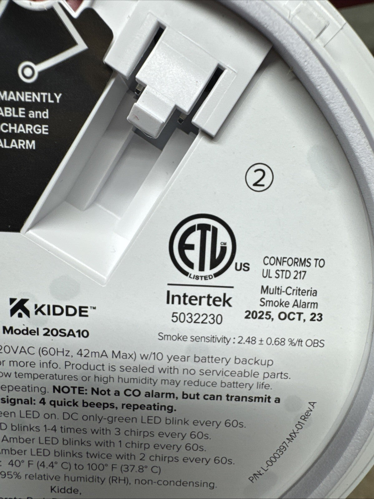 Kidde 20SA10 Hardwired Smoke Detector with Photoelectric sensor New Open Box