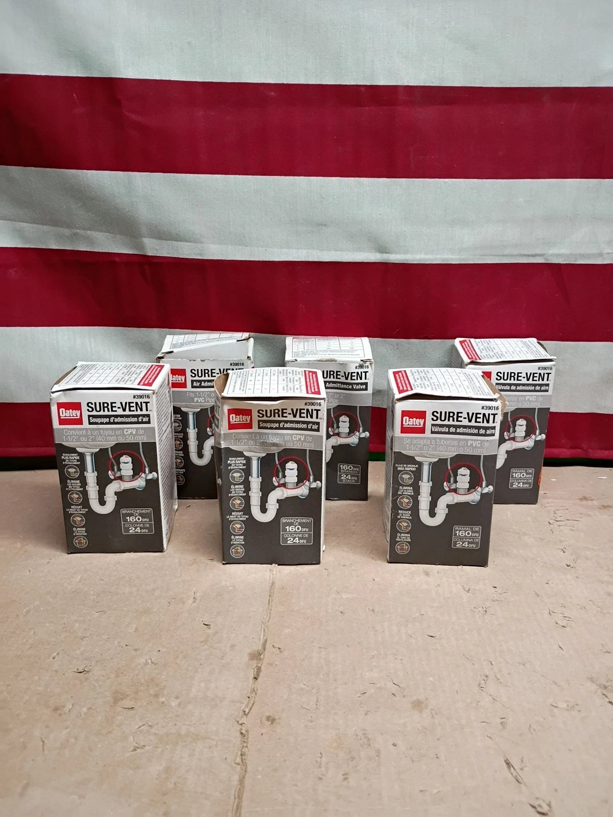 6pk OATEY 39016 1" 1/2 - 2" SURE VENT PLUMBING AIR ADMITTANCE PVC 160 DFU