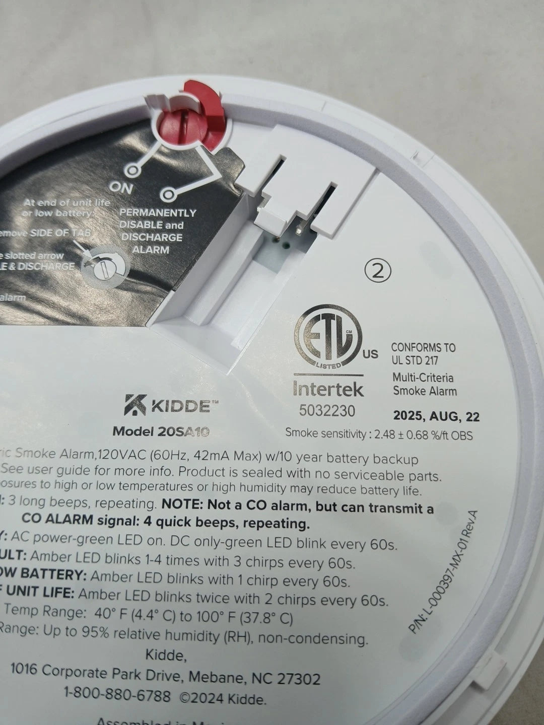 Kidde Smoke Alarm Model 20SA10 Hard Wired Detector 10 Year battery 4 Pack