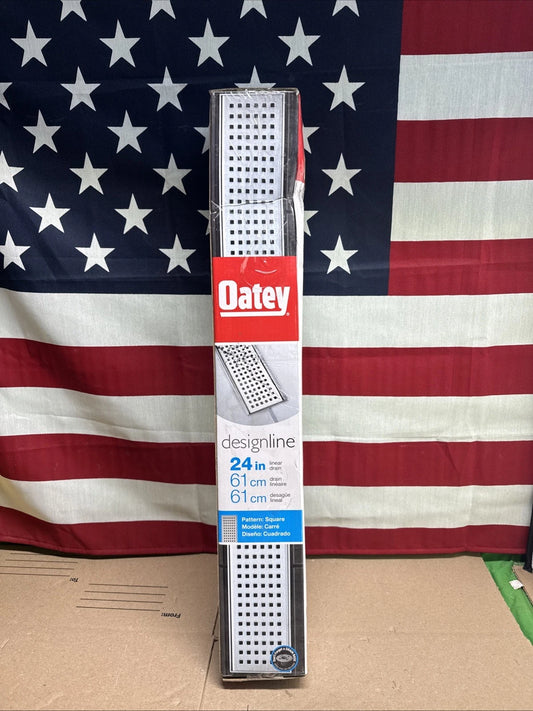 Oatey Designline 24 in. Stainless Steel Linear Shower Drain with Square Pattern