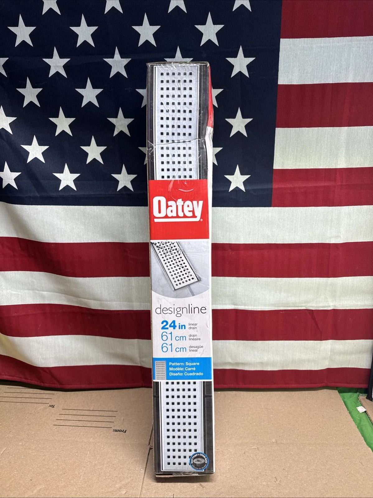 Oatey Designline 24 in Stainless Steel. Linear Shower Drain. with Square Pattern