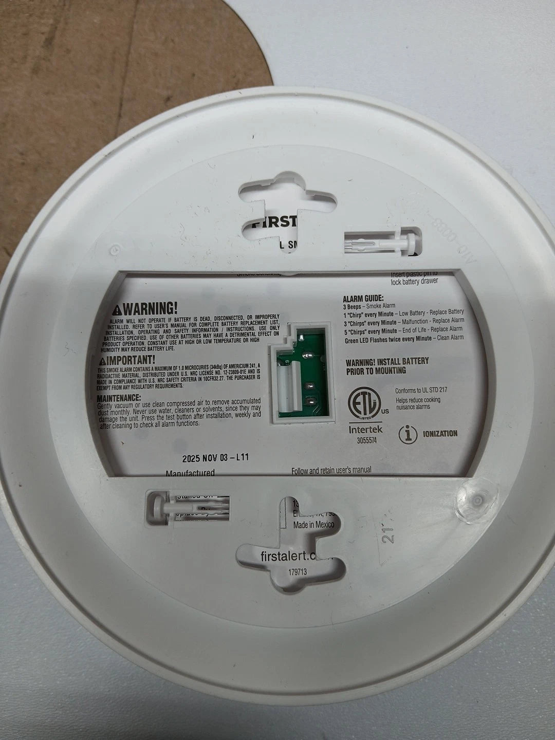 2PK First Alert SMI100-AC Smoke Detector & Alarm, AC Powered Battery Backup