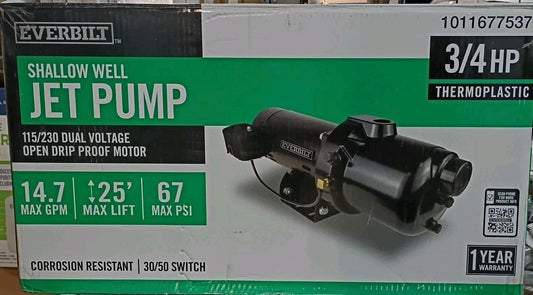 Everbilt Shallow Well Jet Pump Plastic 3/4HP HDSWJ7P ***PARTS ONLY***