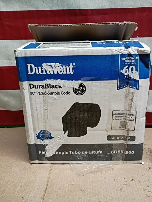 DuraVent DuraBlack 6" Galvanized Single Wall Stove Pipe 90° Elbow 6DBK-E90 Black
