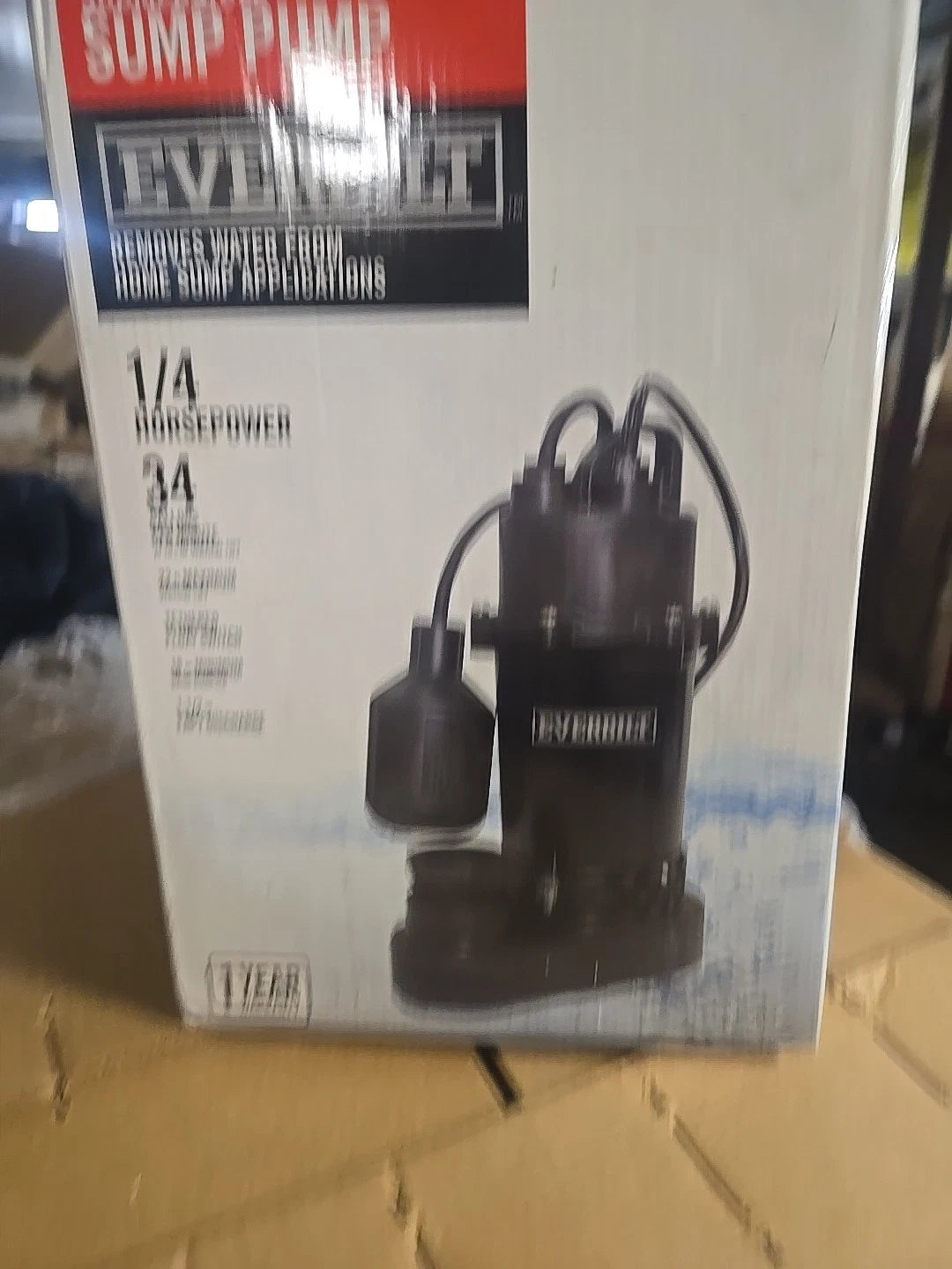 Everbilt Submersible Sump Pump W/ Tethered Switch 34 GPM Aluminum 1/4 Horsepower