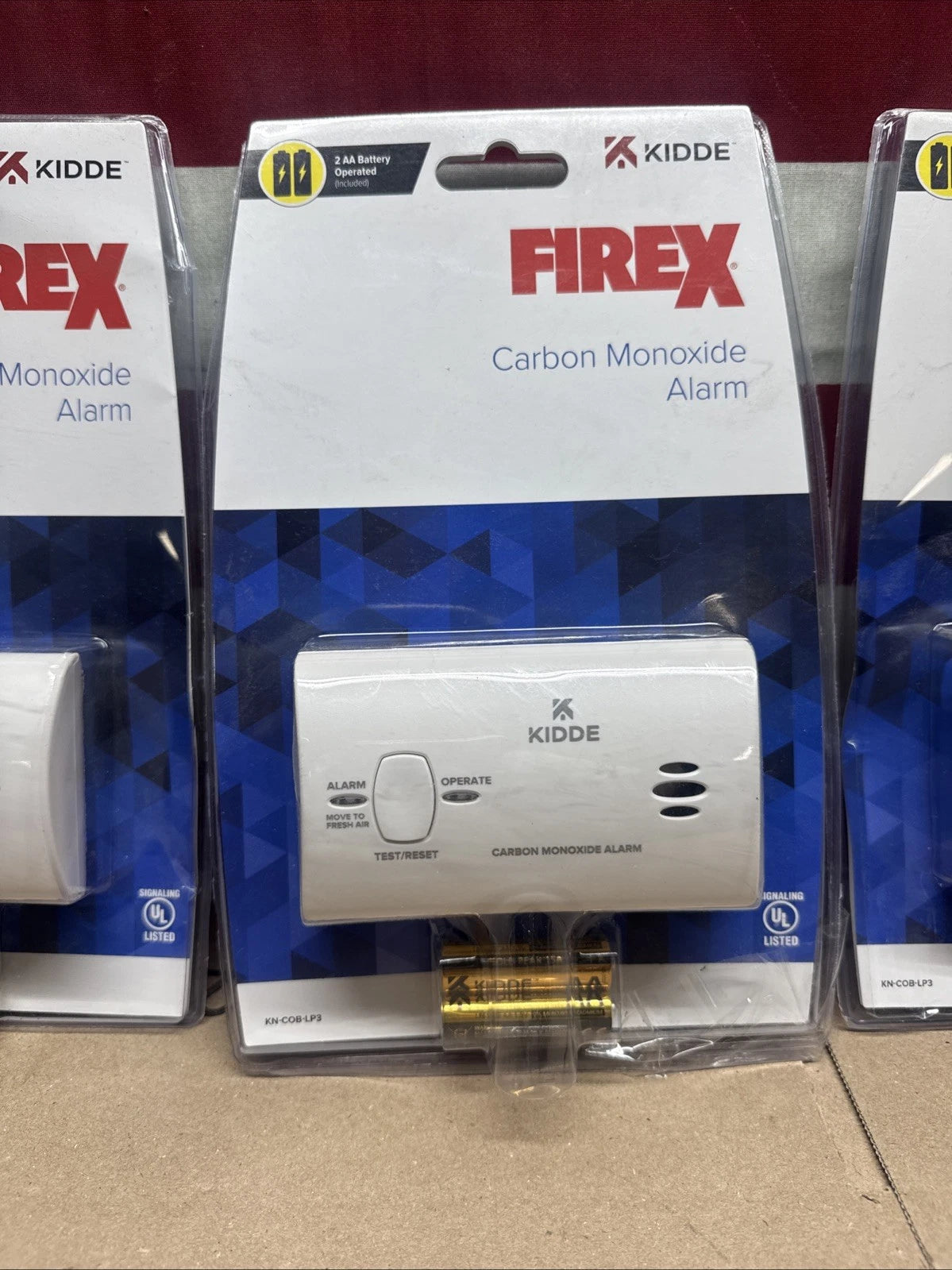 3 Pack Kidde Firex Carbon Monoxide Detector, Battery Operated, KN-COB-LP3
