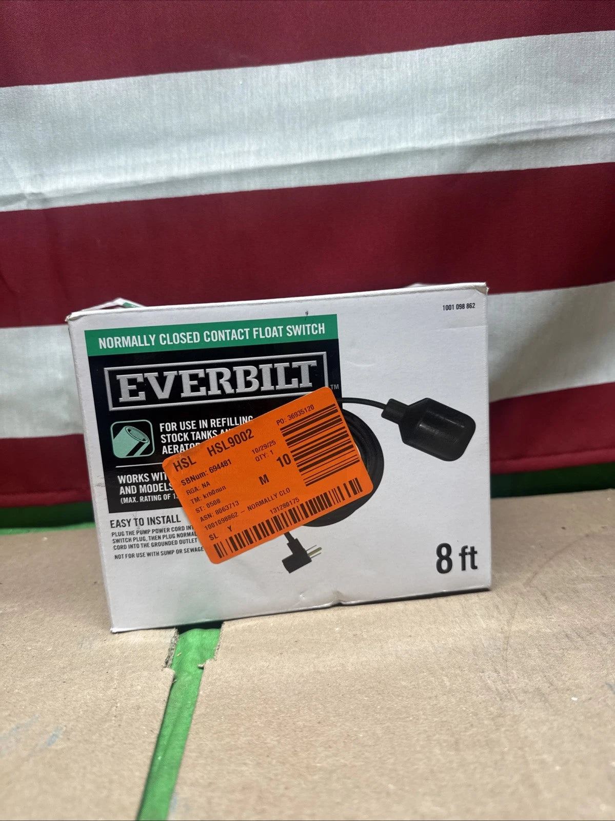 Everbilt 8’ Piggy Back Float Switch for Sump & Sewage Pump Replacement