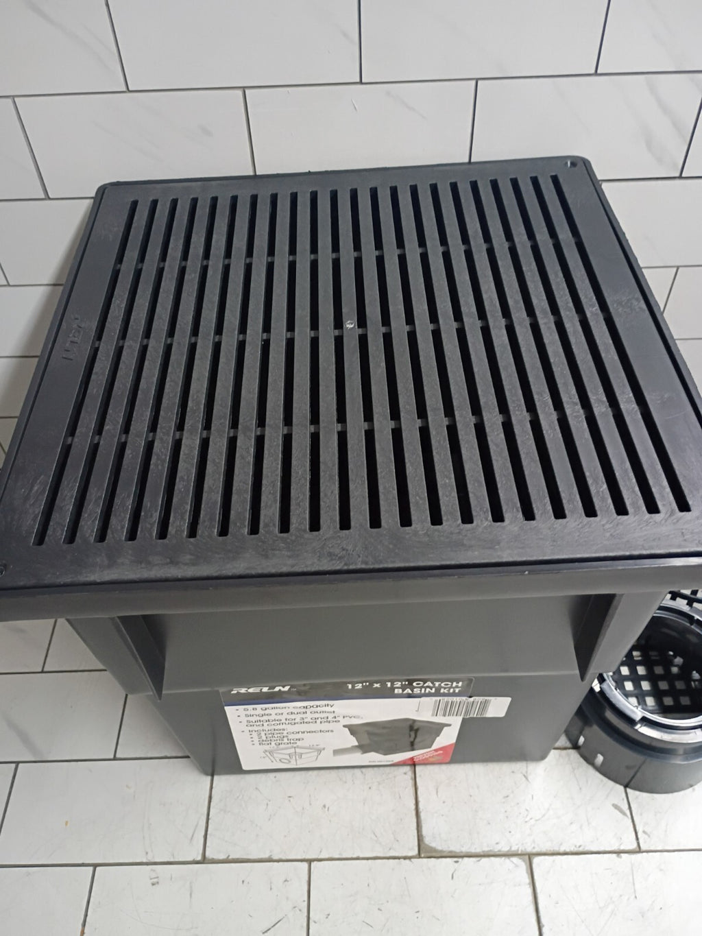 RELN 001028 12" x 12" Catch Basin Kit 5.8 Gal Capacity Fits 3" or 4" SewerDrain