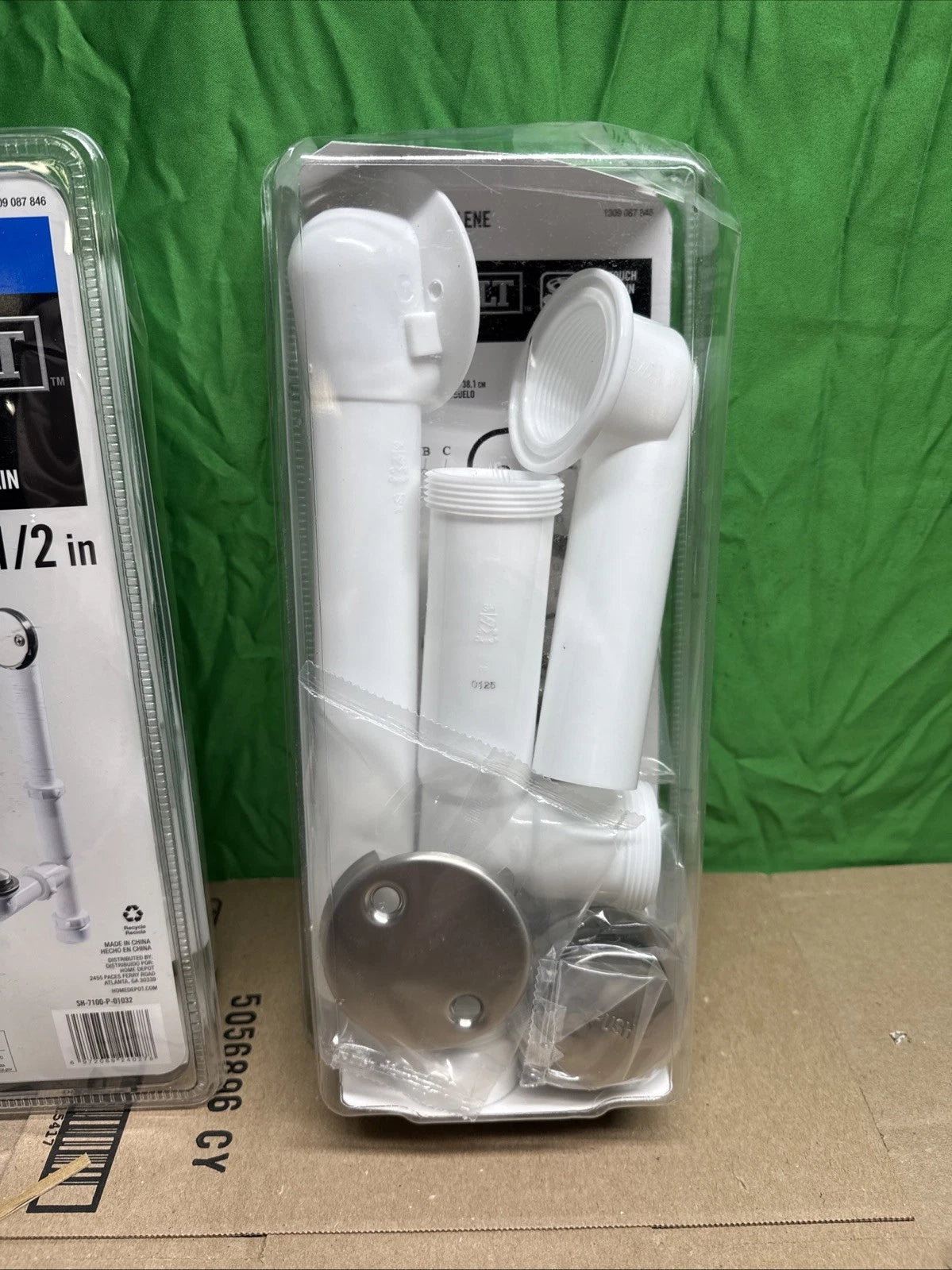 LOT OF 3 Everbilt Trip Lever 1-1/2 in Brushed Nickel Trim White PolyPropylene