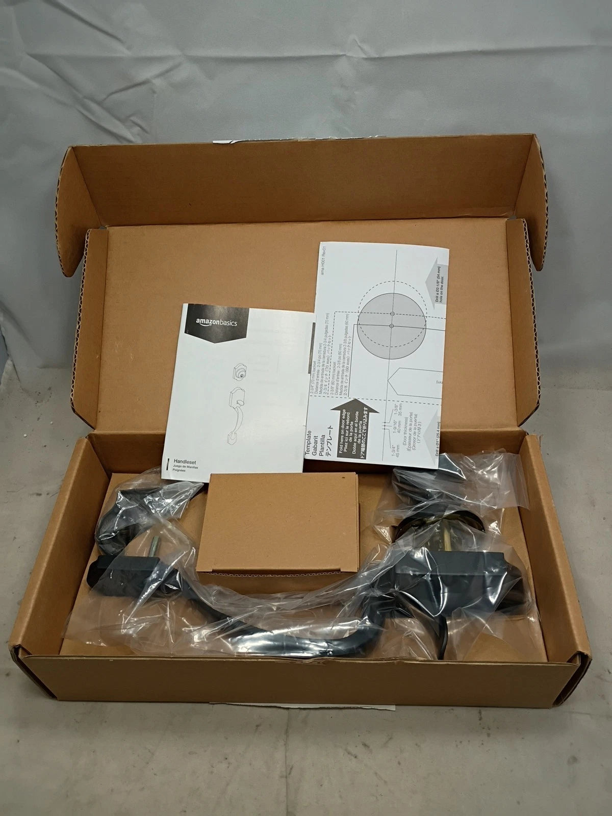 Amazon Basics Front Door Lock Set, Handleset with Tulip Knob, Level Door Handle