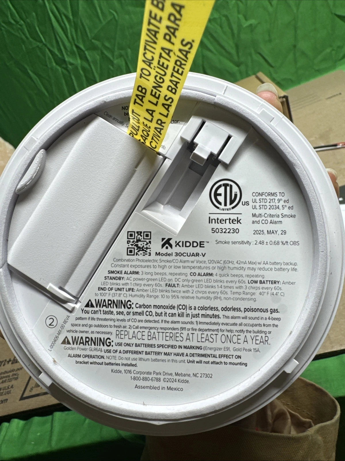Kidde 30CUAR DETECT Smoke + Carbon Monoxide Hardware Battery Back Up