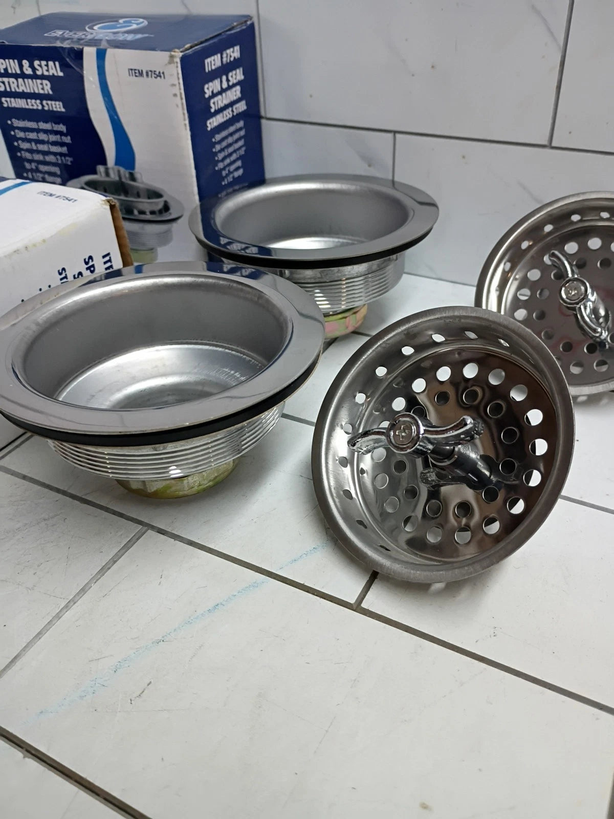 2pk Everflow Kitchen Sink Stainless Steel Drain Assembly Strainer Basket Stopper