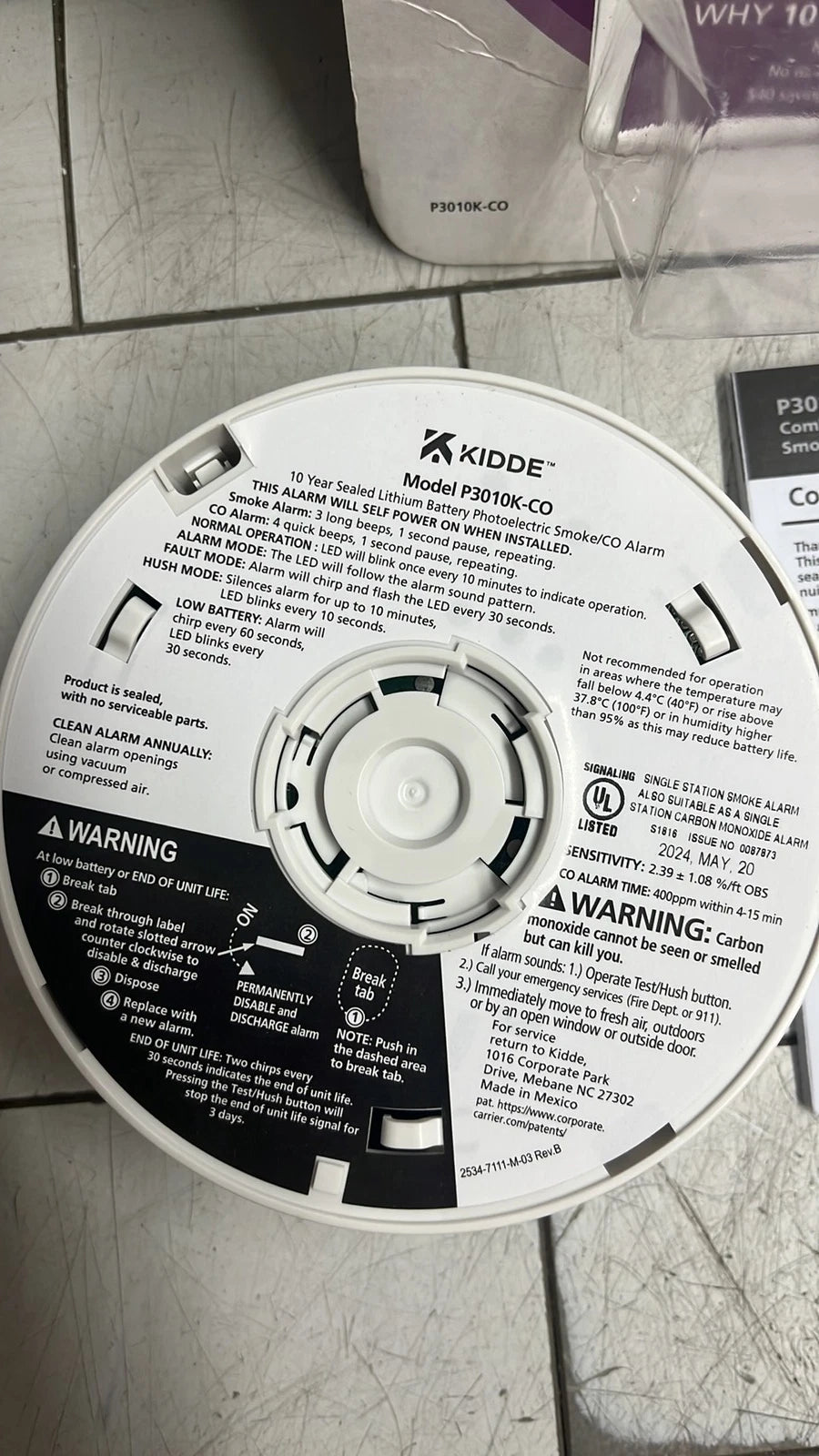 Kidde P3010K-CO 10Year Worry-Free Battery Smoke & Carbon Monoxide Alarm New OB
