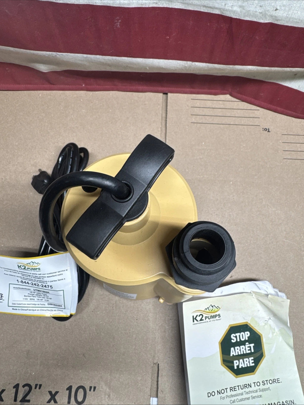K2 Pumps Submersible Utility Pump 1/6 Hp Thermoplastic UTM01602K