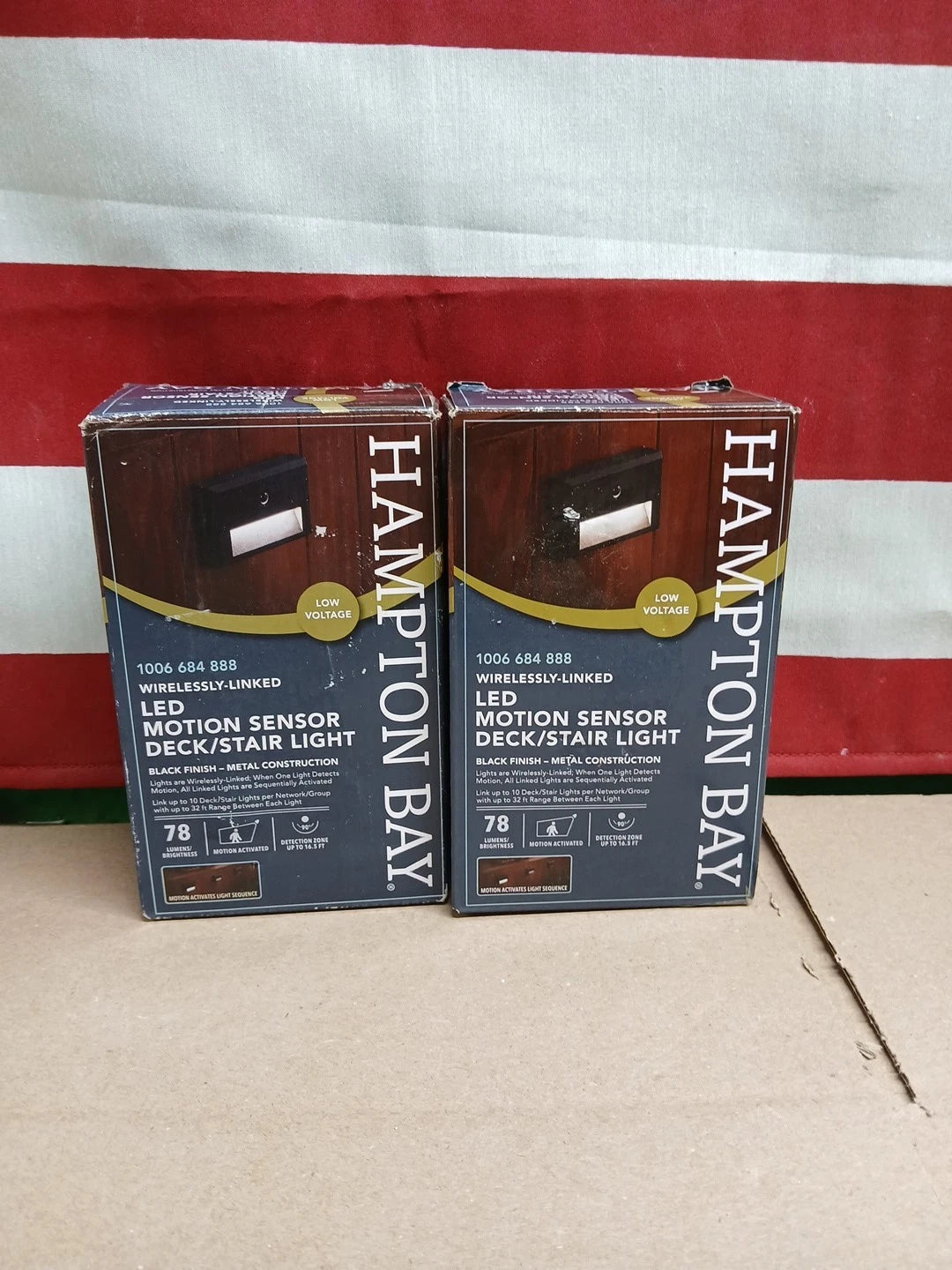 (2pk) Hampton Bay LED Motion Sensor Deck & Stair Light Low Volt Black Finish 12V