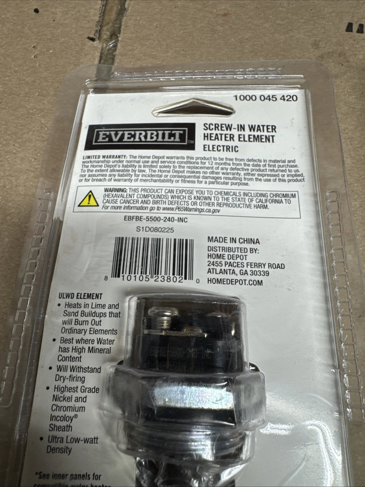 5PK Everbilt 5500W Low-Watt Density Fold-Back ScrewIn Alloy Water Heater Element