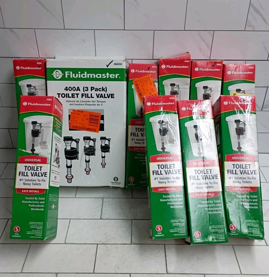 12PK Fluidmaster 400A Anti-Siphon Toilet Tank Fill Valve Open Box